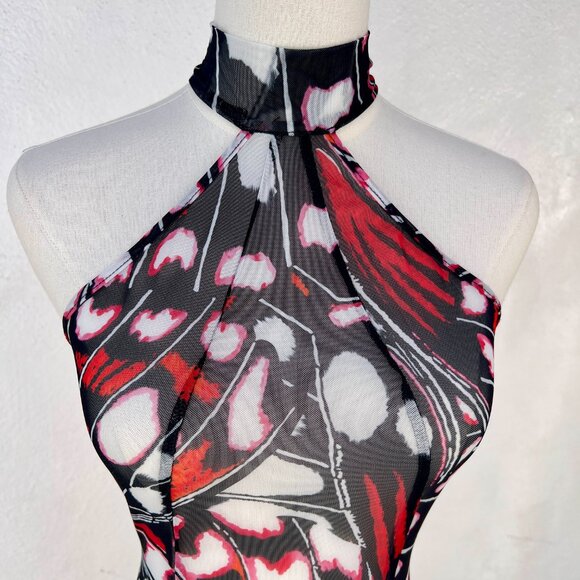 NWT Halden London The Athena Luxury Stretch Mesh Butterfly Maxi Dress One Size - Picture 3 of 16